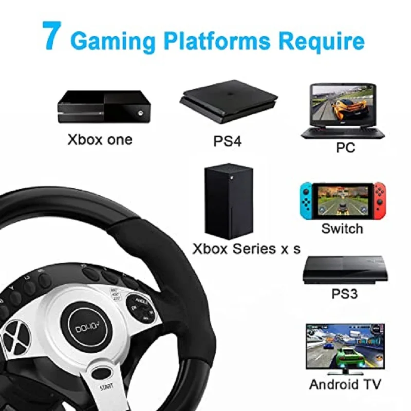 900 Degree Driving Sport Gaming Racing Wheel Game Console Racing Simulator for PC PS3 PS4 Xbox One Xbox 360 NS Switch Android