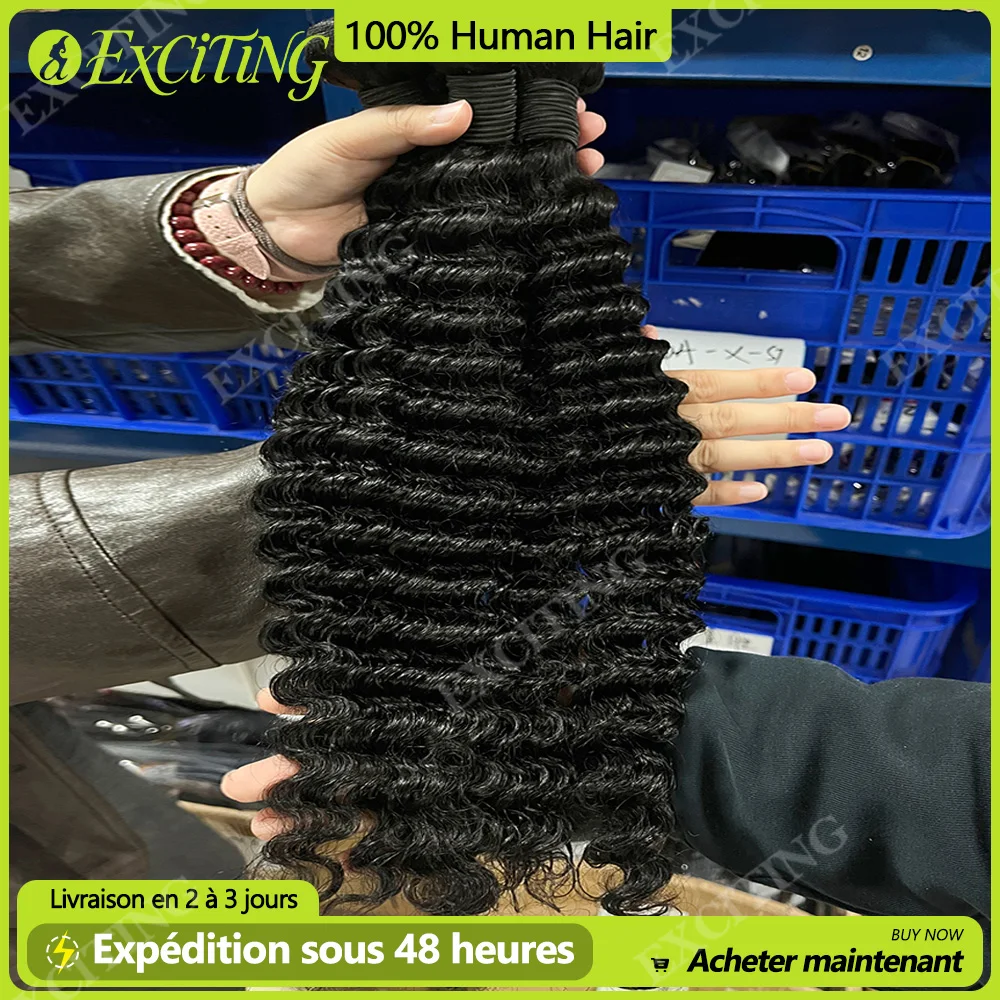 Extensiones de Cabello Humano Ondulado Profundo de 24, 26 y 28 Pulgadas, Cabello Brasileño 100% Humano, Paquetes de Cabello Humano, Envío en 3 Días
