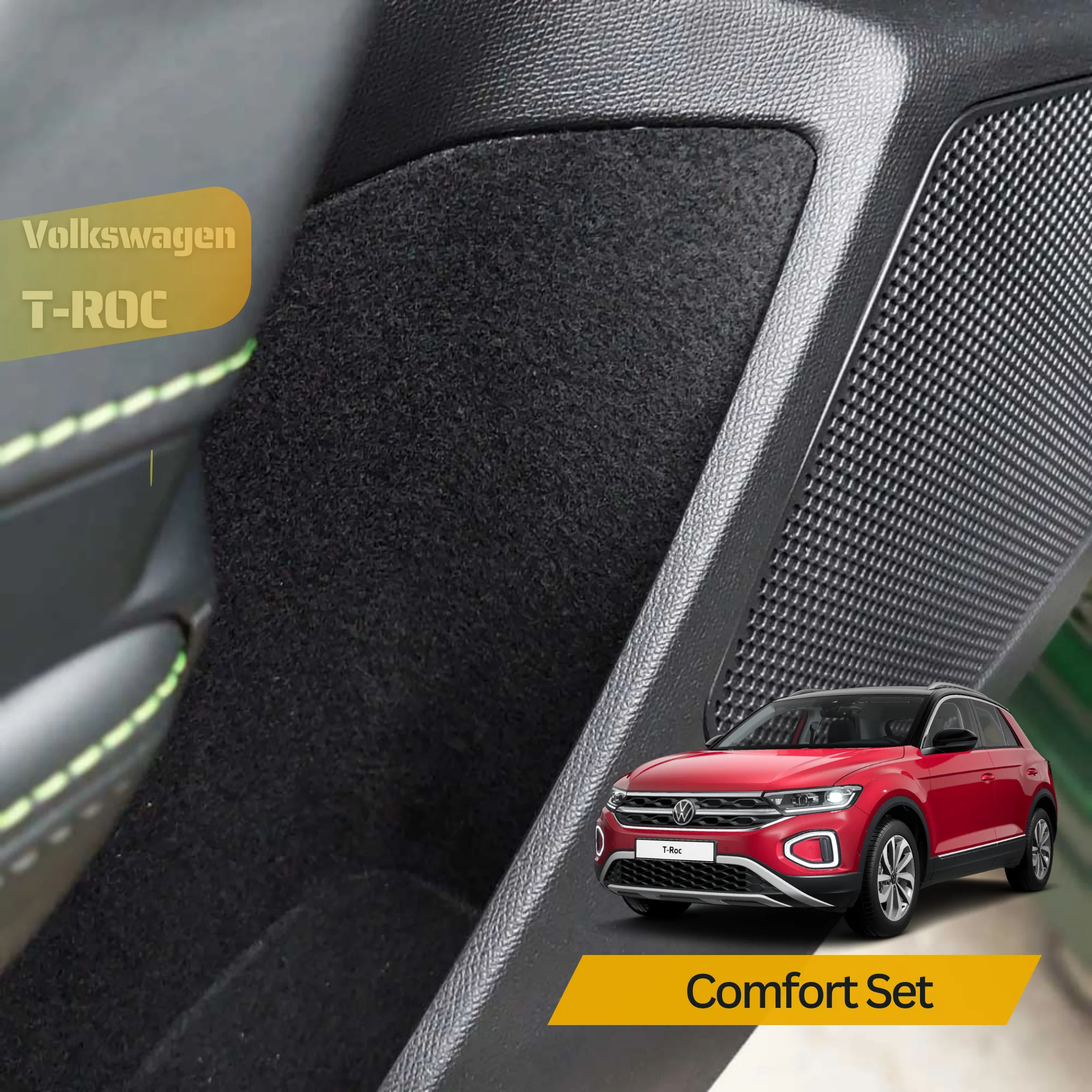 TRIM COATING COMFORT FOR VOLKSWAGEN T-ROC -- ISOLATION AND FABRIC SELF-LASER CUTTING