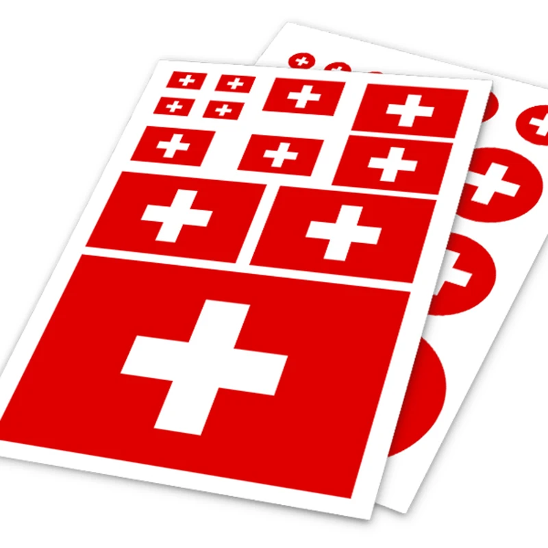 Swiss Flag Design Vinyl Sticker On Car Personality Doodle Car Body Decor Stickers and Decals DIY Car Accessories Styling