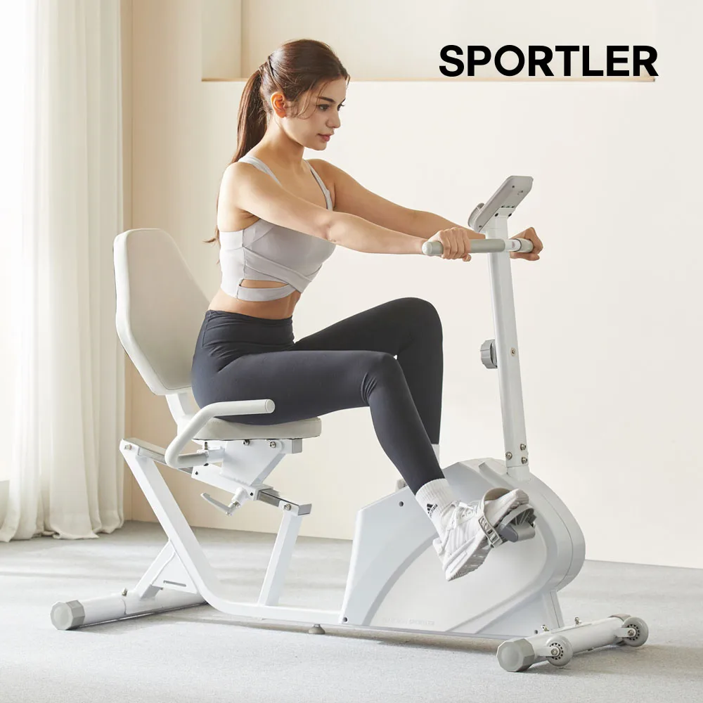 Sportler sitting indoor bicycle flat home exercise cycle rehabilitation bike aerobic exercise equipment home bike