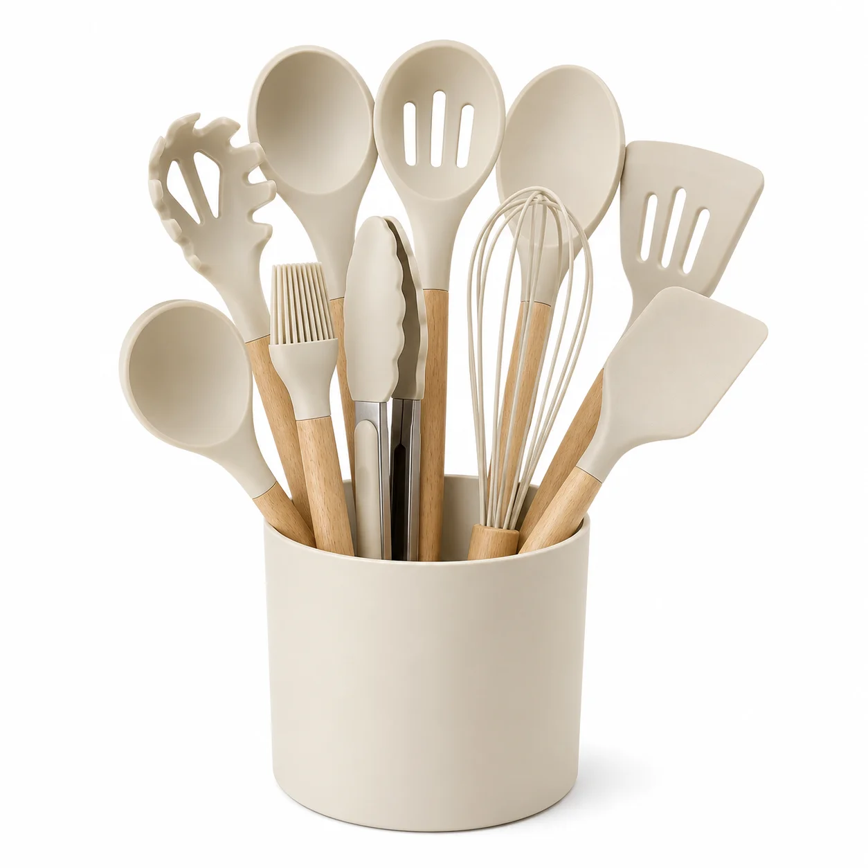 Silicone Cooking Utensils Set Heat Resistant BPA-Free Kitchen Utensil Set with Wooden Handle for Nonstick Cookware Best Choice 2026
