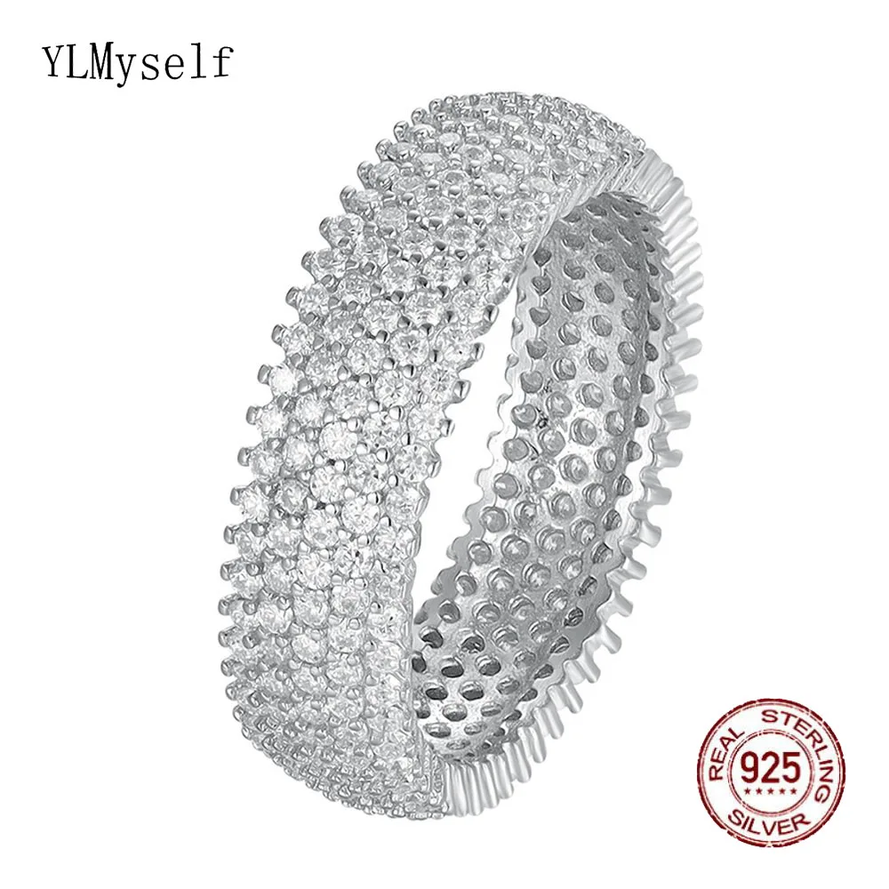

YLMyself D Цвет 1,1 мм Кольцо Вечности с муассанитом Стерлинговое серебро 925 пробы Полный роскошный браслет Pavé Минималистичные модные украшения