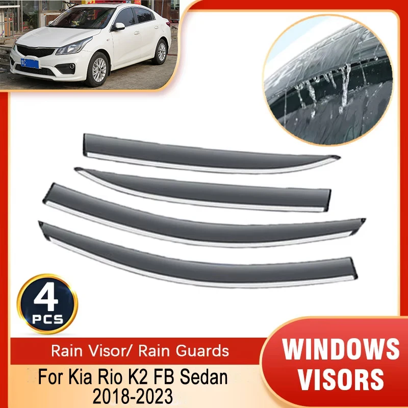 Rain Sunshade Window Visor For Kia Rio Tonic K2 FB Sedan 2018~2023 2019 Windshield Deflectors Protective Side Window Vent visor