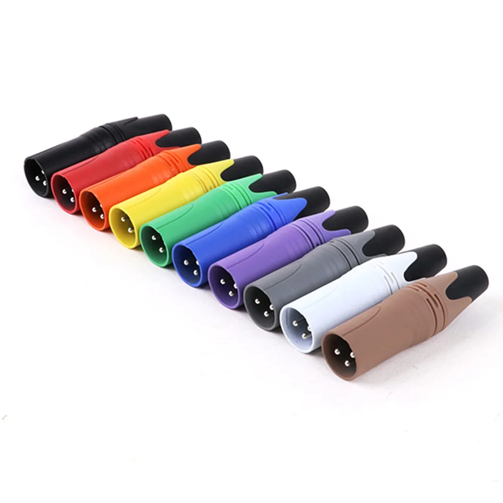 8pcs/4sets 3Pin XLR Male Plug+Female Jack Adapter Audio Wire Connector Cannon MIC Cable Terminal Plug,10 Colors available