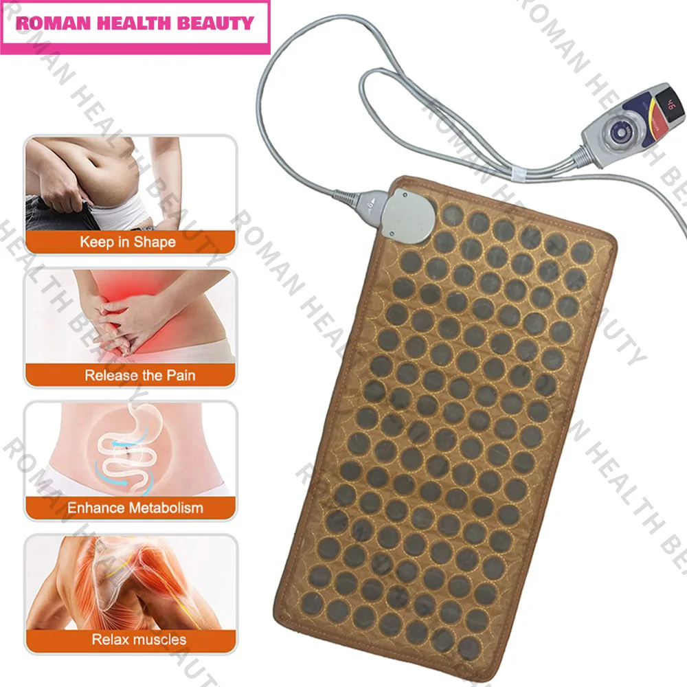 Natural Jade Heating Pad with Far-Infrared - Adjustable Heat & Smart Thermostat for Muscle Pain Relief, Relaxation, Circulation