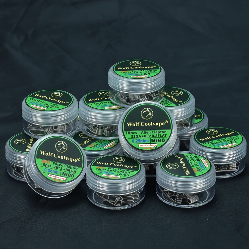 10Pcs NI80/SS316L/A1 Mtl Alien Fused Clapton Wire Tiger ขดลวดที่สร้างไว้ล่วงหน้าขดลวดทำความร้อนเครื่องทำความร้อนสายไฟ zeus X RTA Goon V1.5 Rda