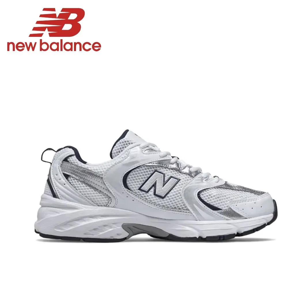 New Balance-zapatillas clásicas de piel sintética para hombre y mujer, zapatos informales de tela de malla, color blanco y plateado, originales, NB 530, MR530SG