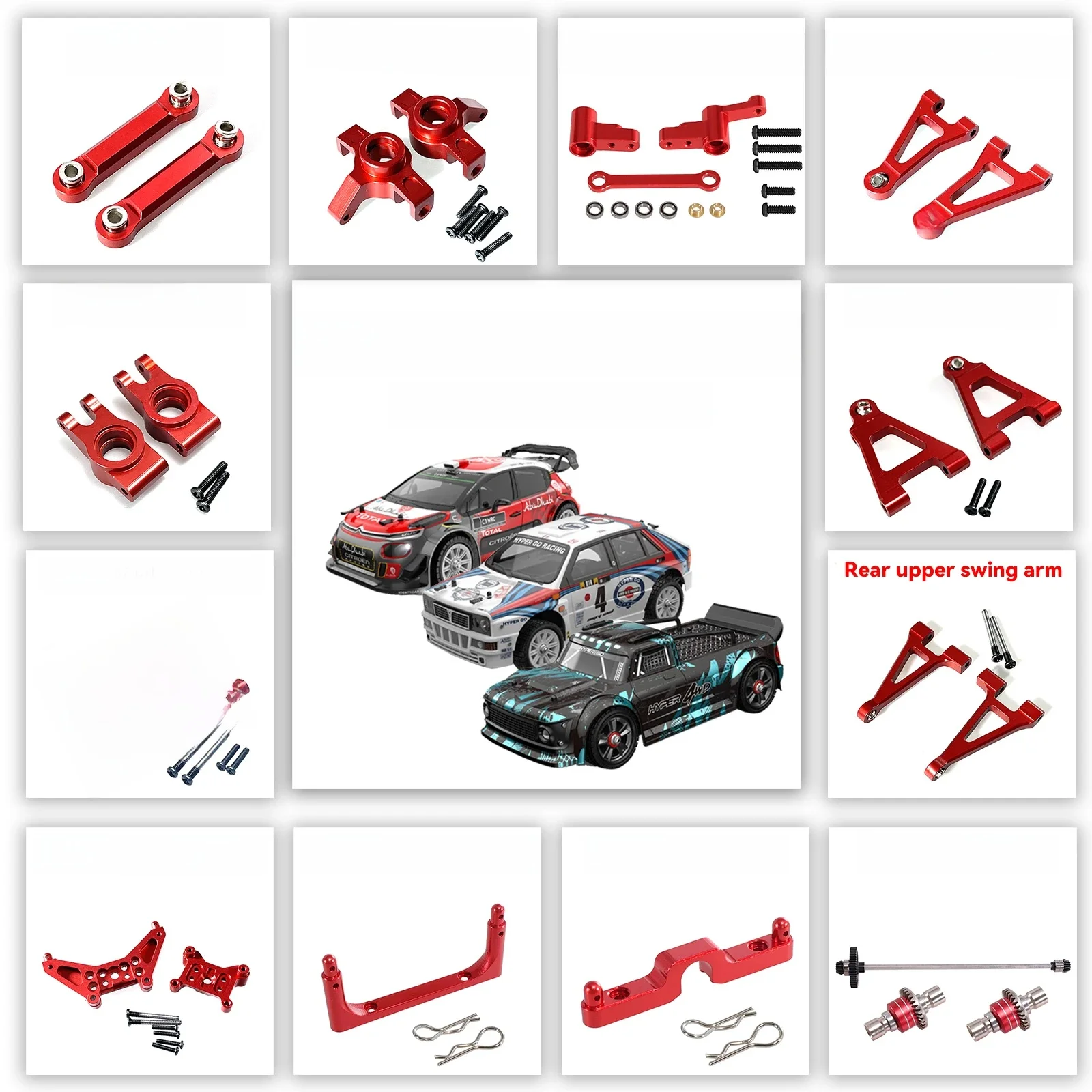 MJX Hyper Go 14301 14302 14303 RC Auto Metalen Stuurbeker Bovenste Onderste Swing Arm Set Shock Tower Beugel Body Post Upgrade Onderdelen - afbeelding 2