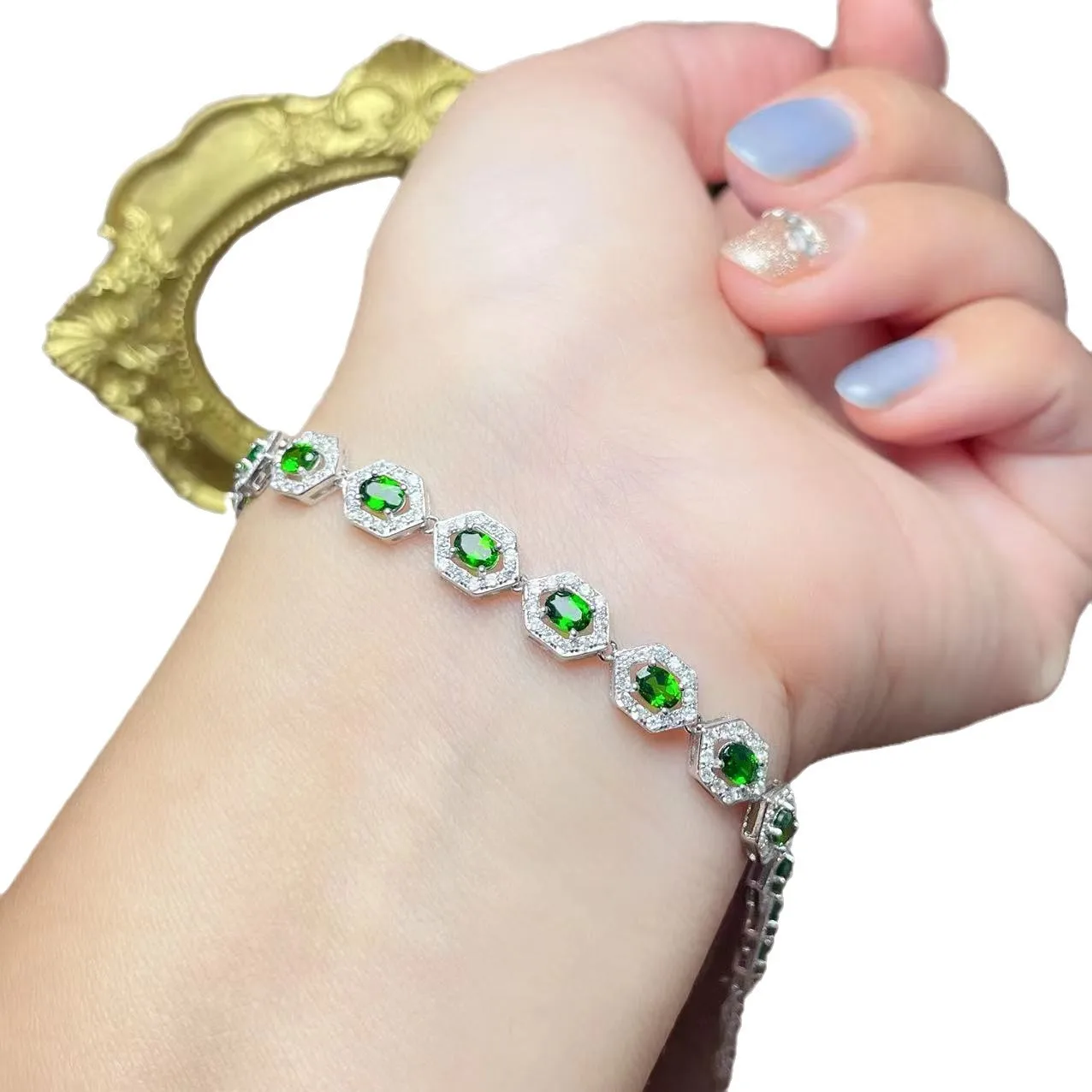 KJJEAXCMY Boutique Jewelry Women's Bracelet 925 Pure Silver Natural Translucent Gemstone Versatile Wedding Party Birthday Gift