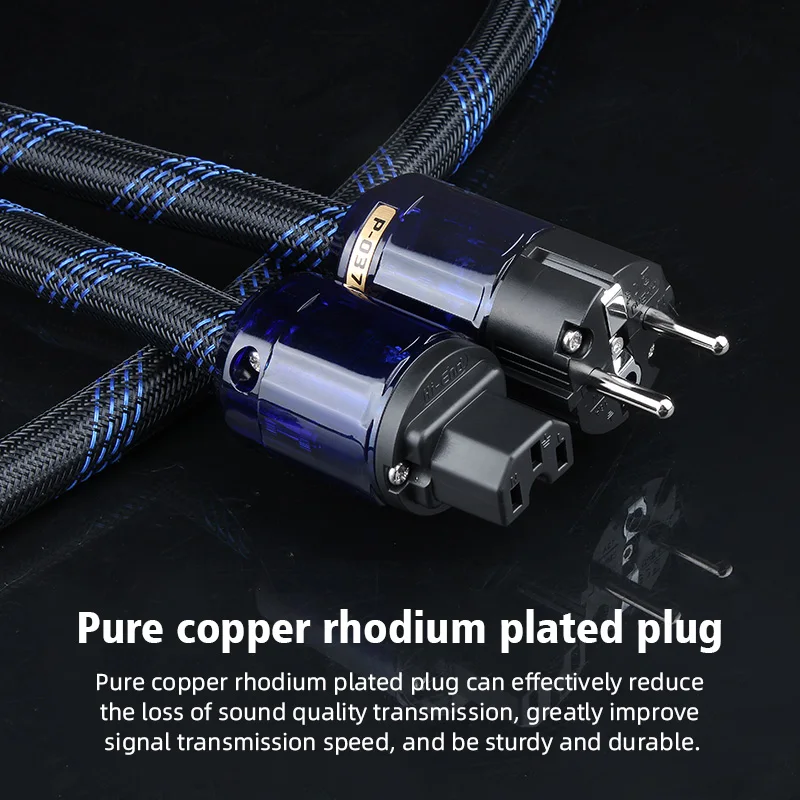 Hi-End AC Copper Wire HiFi Audio US/EU Power Cord, Copper Shielded Conductor High-End Audio Gold-Plated Plug Connector, Audiophi