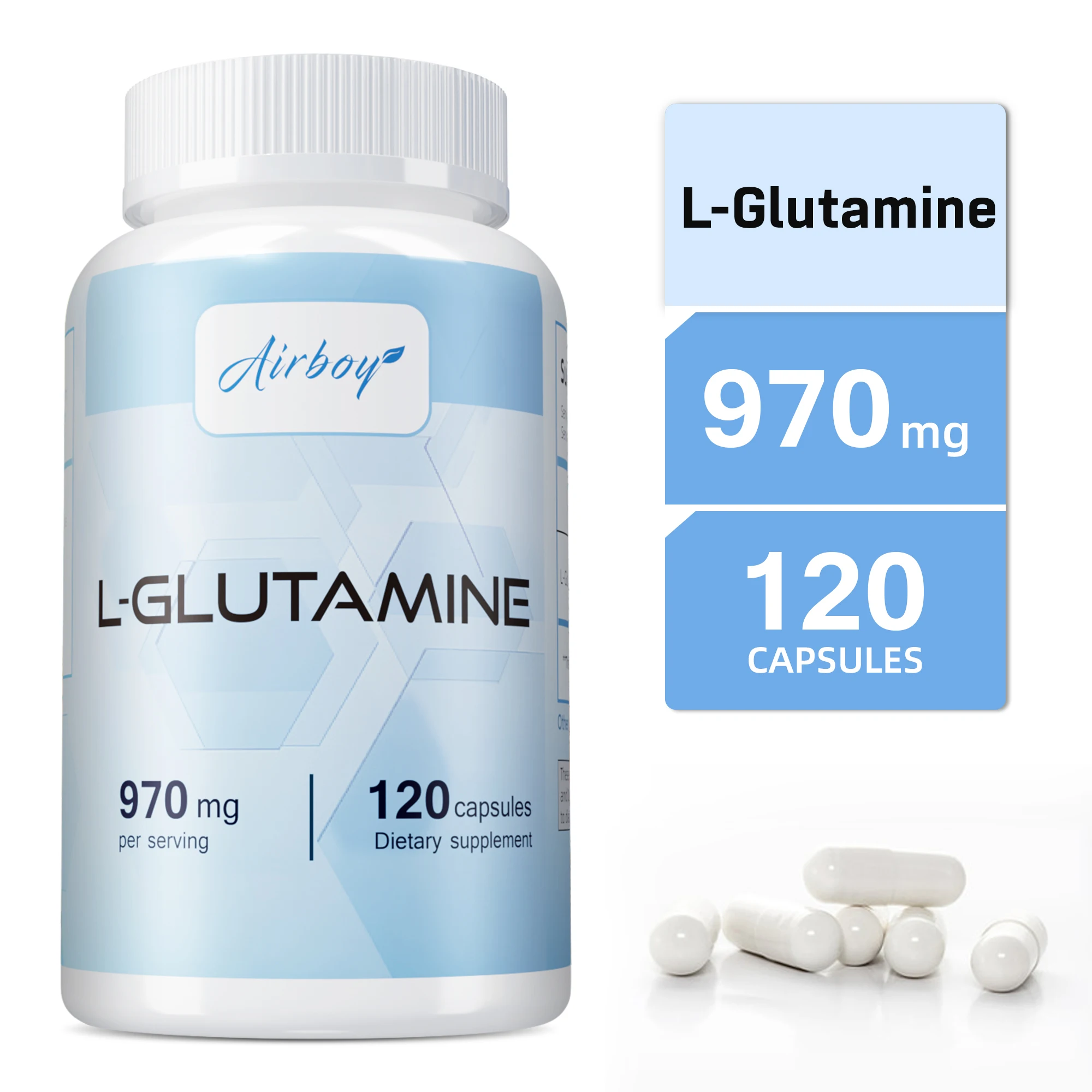 L-Glutamine Supplement - Digestive and Gut Health, Promotes Muscle Recovery - 120 Capsules