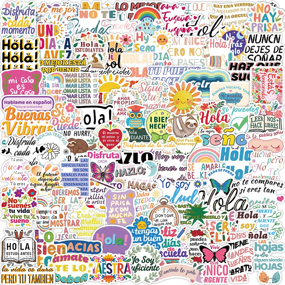 50/100 autocollants inspirants espagnols pour décoration de guitare, coque de téléphone, bagages, ordinateur portable, autocollants étanches, jouet DIY