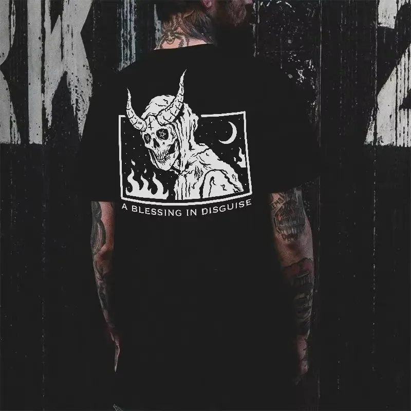 

Gothic Punk Style Skull Graphic Men Tshirts Street Rock Hip-Hop Streetwear Grunge Heavy Metal Rock Top Oversized Tee Ropa Hombre