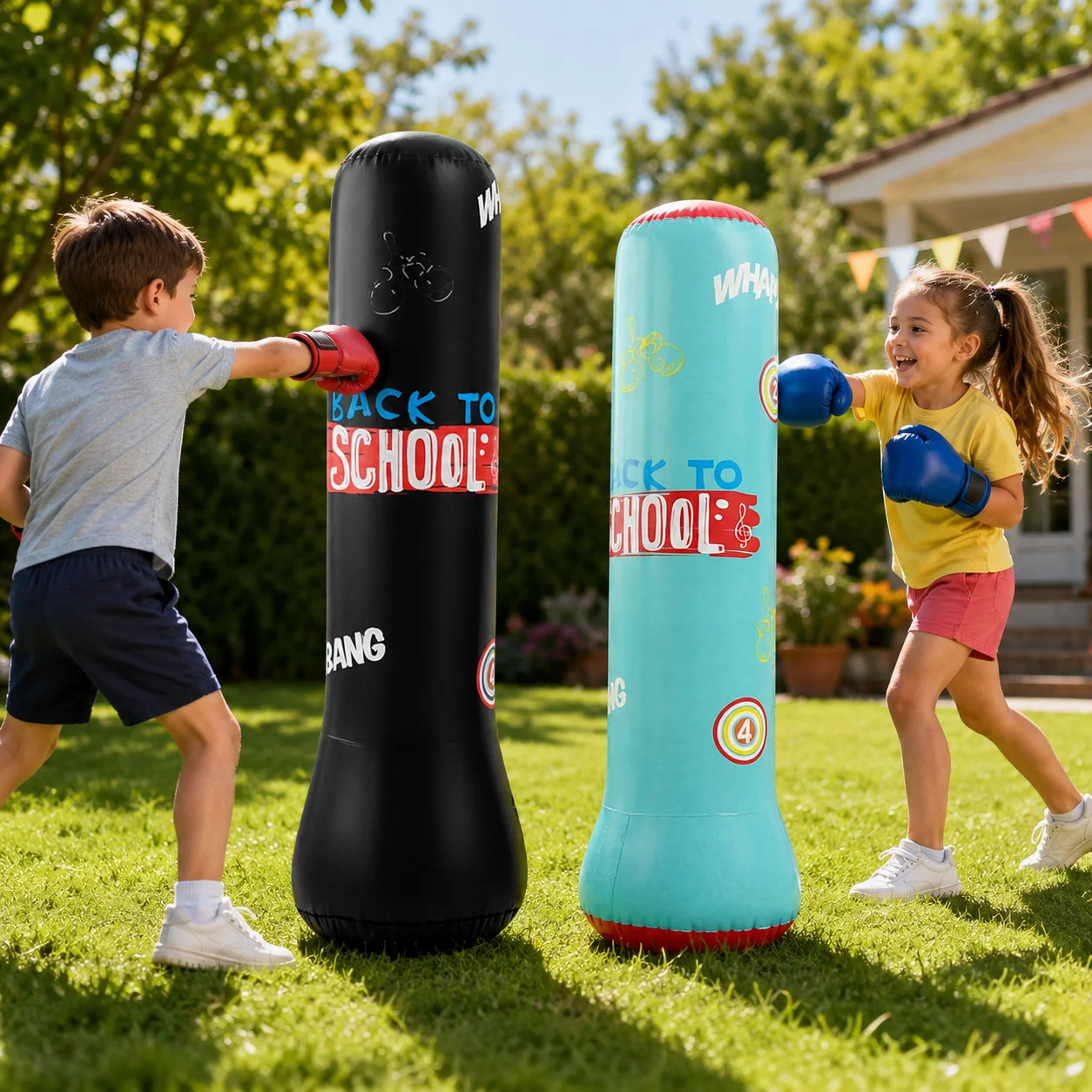 Inflatable Punching Bag for Boxing Practice, Freestanding Bounce Back Bop Bag for Home, Playroom, Lawn and Outdoor Fun