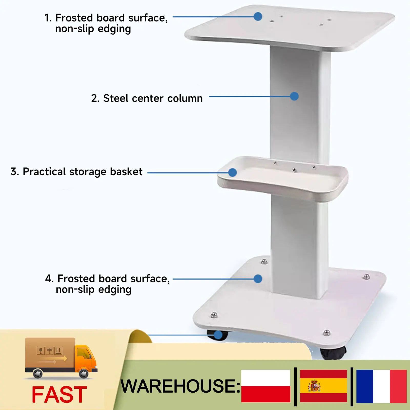 Table de salon professionnelle avec panneau antidérapant, grand plateau, rotation à 360° °   Roulettes pivotantes, fonctionnement silencieux pour la maison et les établissements de santé