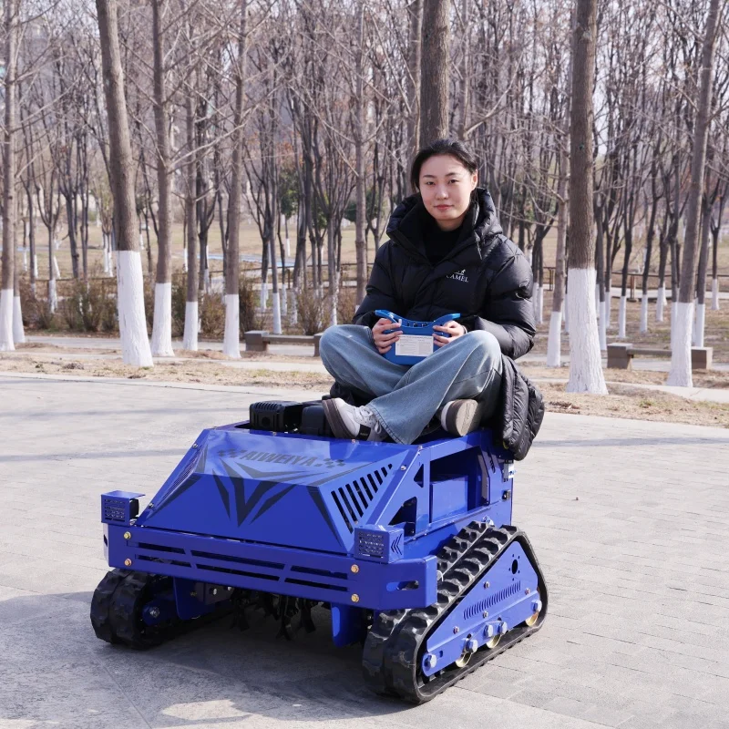 جهاز تحكم عن بعد زاحف صغير منزلي مخصص - ماكينة تشذيب العشب مع عرض قطع 550 مم لتصفيف الفناء