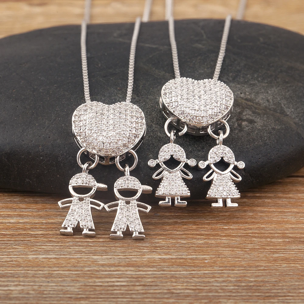 Nidin אופנה חדשה מזל אהבה לבן לב בן/בת קסם תליון לנשים בסגנון וינטג זירקון תכשיטים אביזרים