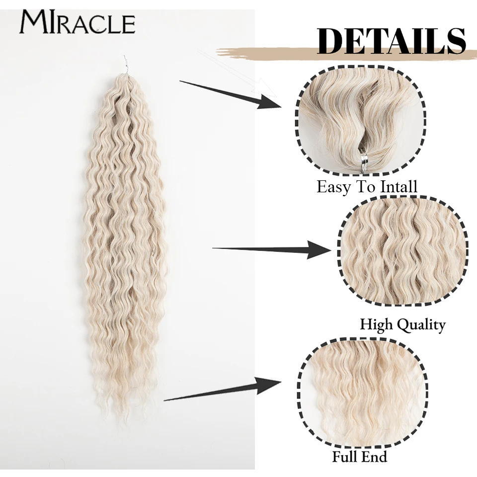 MIRACLE Ariel Crochet  Hair Synthetic Twist Crochet Curly Hair Extensions 22inch Water Wave Braiding Hair Ombre Blonde Hair