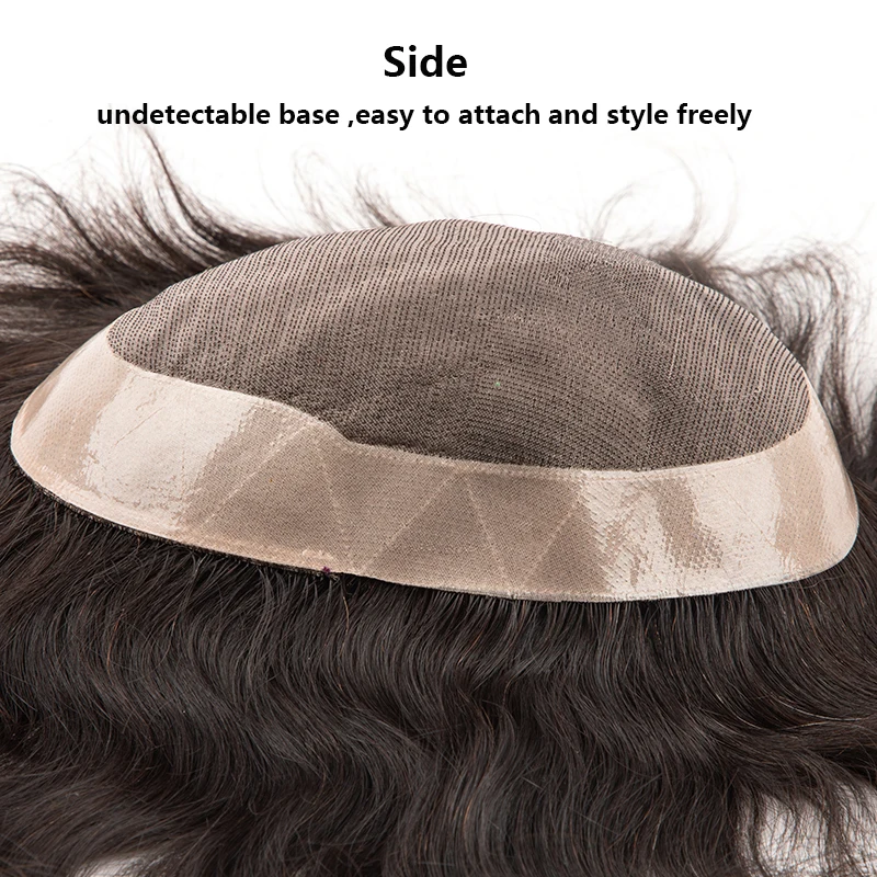 ผู้ชายผม Toupee Fine Mono วิกผมผู้ชายทนทาน Capillary Prosthesis 6นิ้ว Handmade Mens วิกผมผม Tupee ระบบความหนาแน่น130%