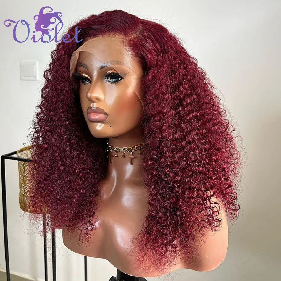 

Короткий парик-боб 99J красного бордового цвета, глубокие кудри, из натуральных волос, с фронтальной шнуровкой 13x4, предварительно сформированный, плотность 220%, кружевной фронтальный парик с кудрями