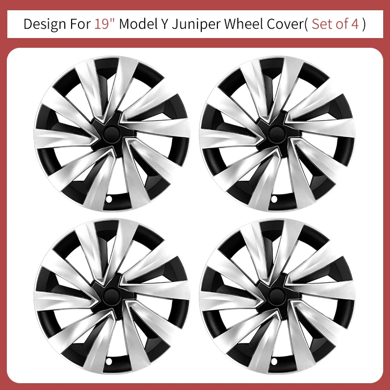 4 Stuks Voor Tesla Model Y Juniper 2025-2026 Wieldop 19Inch Wieldop Vervanging Wielnaafdop Volledige Velg cover Accessorie
