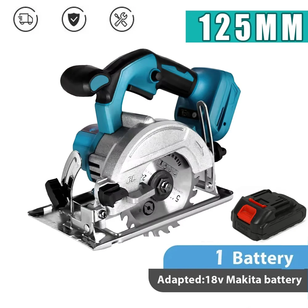 Brushless 5Inch 125mm Mini Electric Circular Saw Cordless 0-45° Adjustbale Woodworking Power Garden Tool For Makita 18V Battery