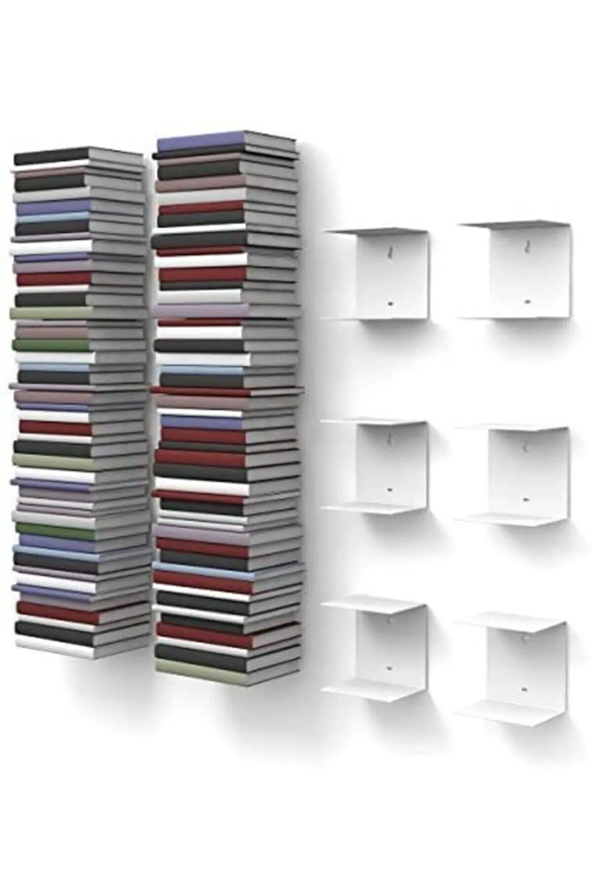 

3 Pieces Metal Book Holder, Metal Wall Shelf, Wall Organizer 3 Pieces white book shelf metal 16x16x12 cm high quality shelf