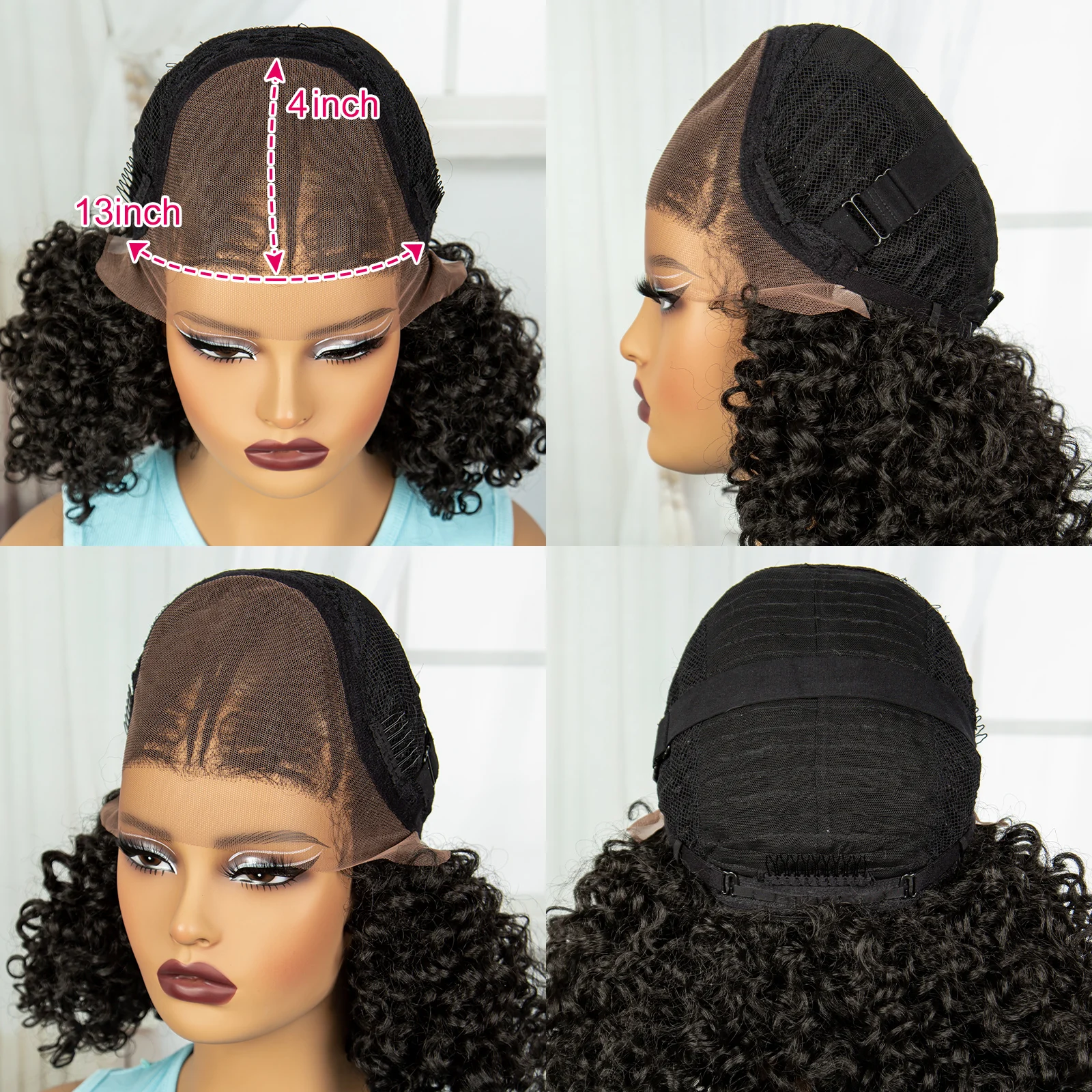 16inch Synthetic Afro Kinky Curly Braided Wigs Lace Front Knotless Braided Wigs for Black Women Cornrow Braids Wig with Baby Hai