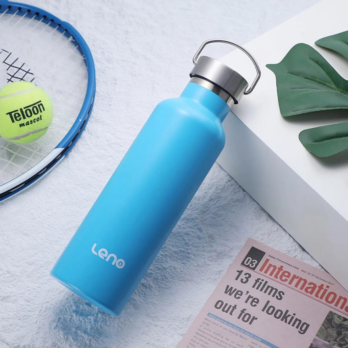 Bouteille d'eau Thermos en acier inoxydable, anti-fuite, Double paroi, grande capacité, bouche large, pour sport, avec poignée, 1 pièce