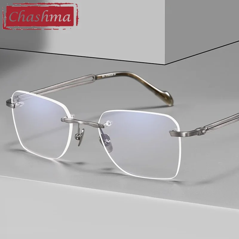

Chashma Elegant Fashion Men Eyeglasses Frames Rimless Prescription Glasses Pure Titanium Eyewear Women Optical Lenses Spectacles