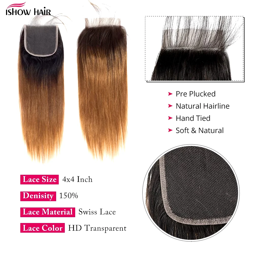 1B 30 Bundles Mit Verschluss Gerade Menschliches Haar Bundles Mit 4x4 Transparenter Spitze Verschluss Brasilianische Remy Menschliches haar Extensions