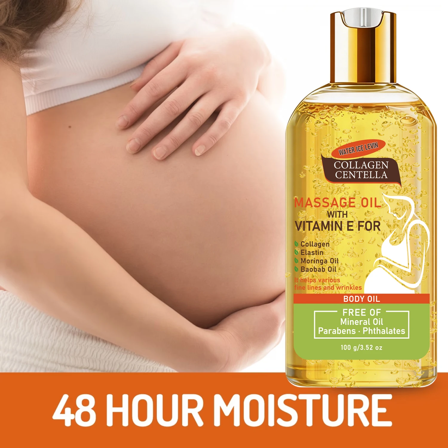 Collagen Centella Massage Body Oil Vitamin E, Mineral Oil Free Moisturizing Firming Pregnancy Skin Care - view 2