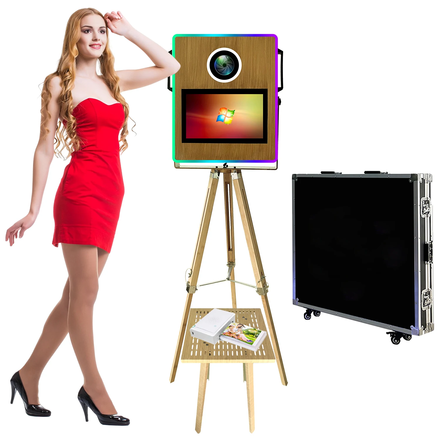 

PhotoBooth for Camera with 15.6 Inch Touch Screen and Flight Case Dslr Photo Booth Kiosk For Weddings Parties Events