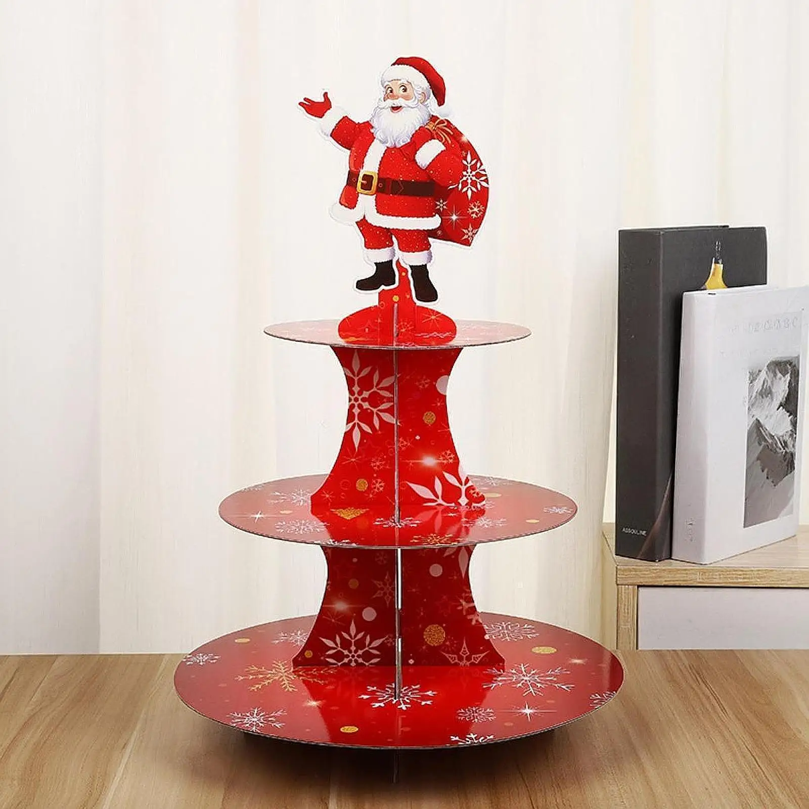 

Christmas Cupcake Stand 3 Tier Cute Serving Tray for Anniversary Pastry Home Xmas Party Candy Rack Wedding Birthday Kids Event