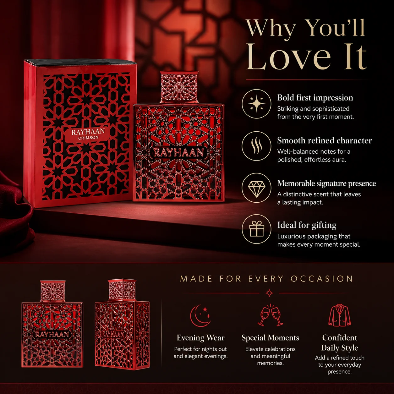 Rayhaan Crimson Red Hollow Car - Fragrance Perfume Usa recensione e prezzo