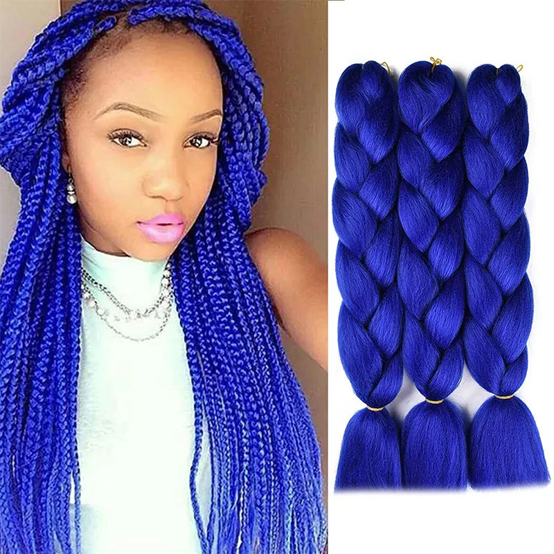 Jumbo Braiding Hair Extensions Synthetic Braiding Hair Pre Stretched Hair for Braiding Hair Extension 24In for Halloween Cosplay