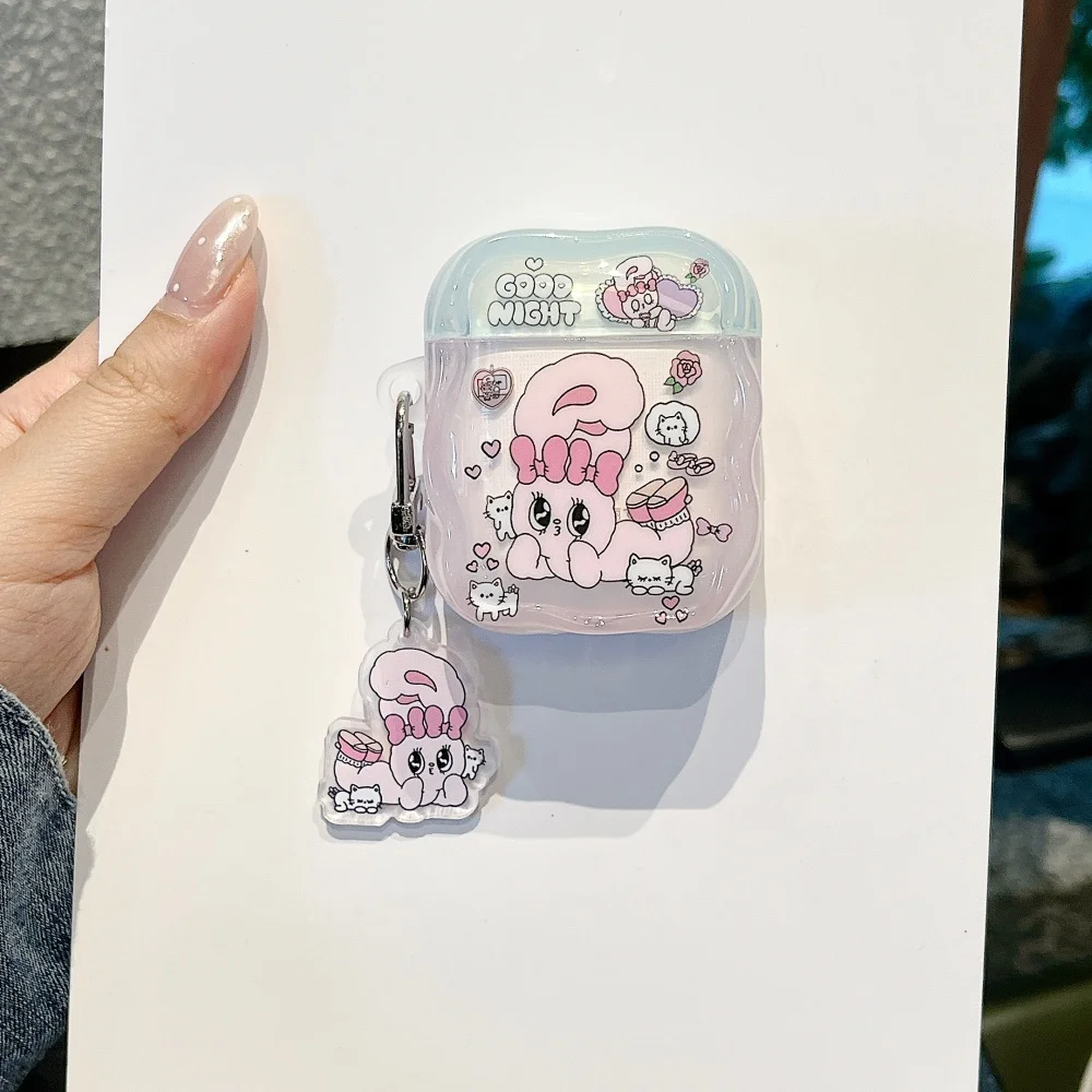 

Cute Aisler Rabbit Plush Earphone Case, Suitable for AirPods Pro 2/AirPods 4/3/2, with Lanyard, Cute Shockproof Earphone Cover