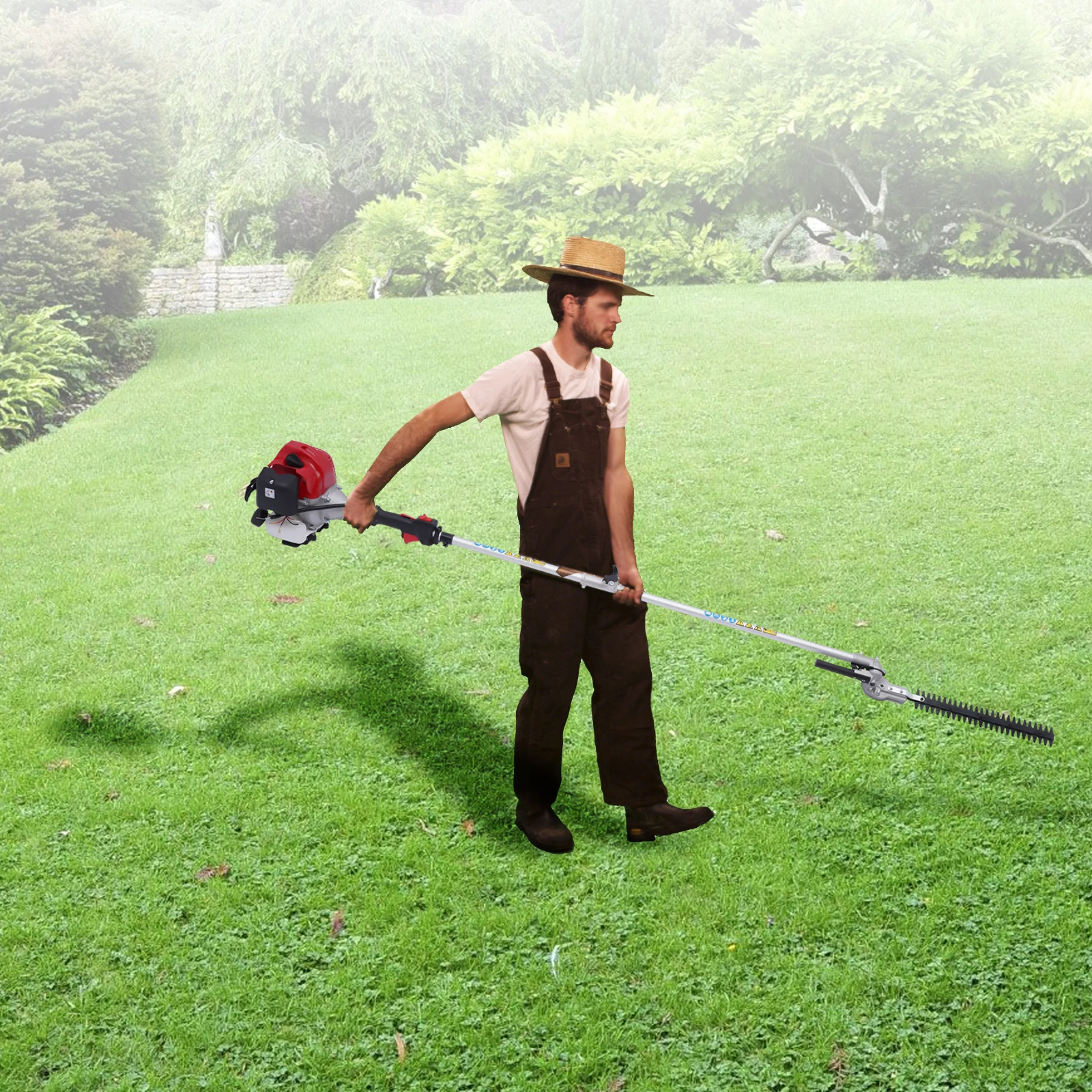 6500RPM Multi-Function Grass Trimmer Set– 1.4kw 2-Stroke Engine and 51.7cc Chainsaw Lawn Mower, Hedge Trimmer, Edge Cutter Etc