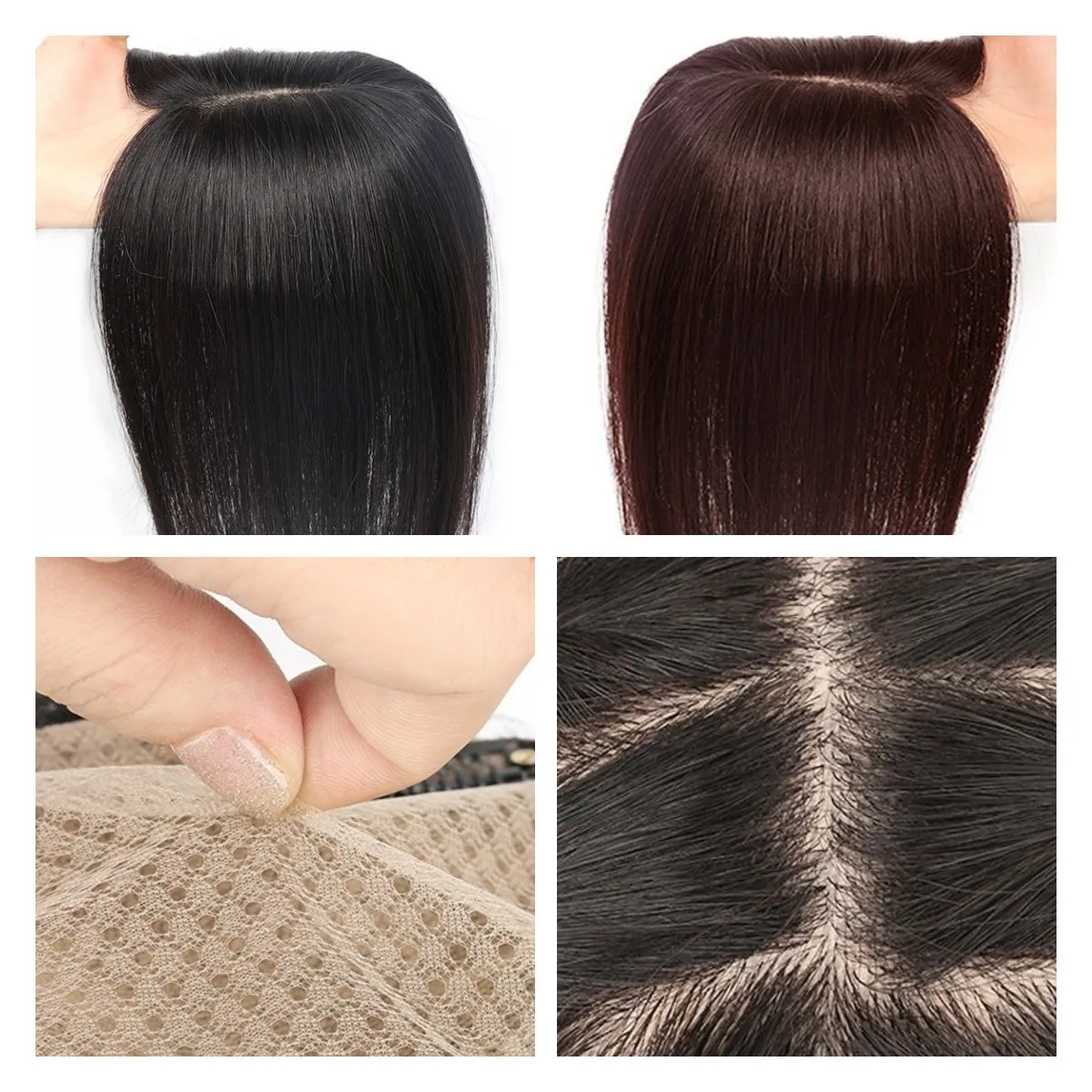 Real Human Hair Topper Clip In Hairpiece Women's Wig Women Hand Made Lightweight Breathable Hair Closure Hair Extensions Women