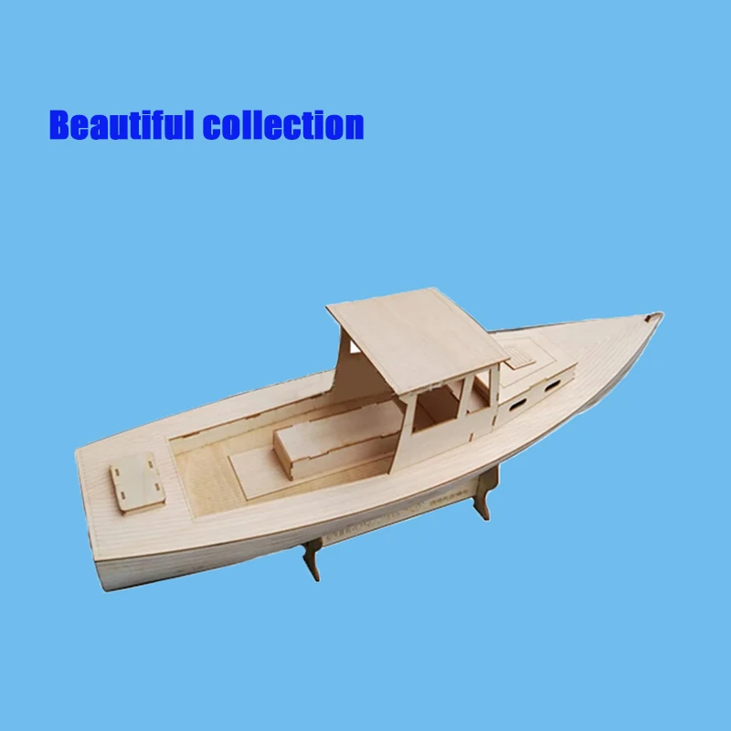 

New DIY Wooden Fishing Boat Shrimp Boat Model Handmade Boat Assembly Model Exquisite Wooden Parts Speedboat Toy Collection Gift