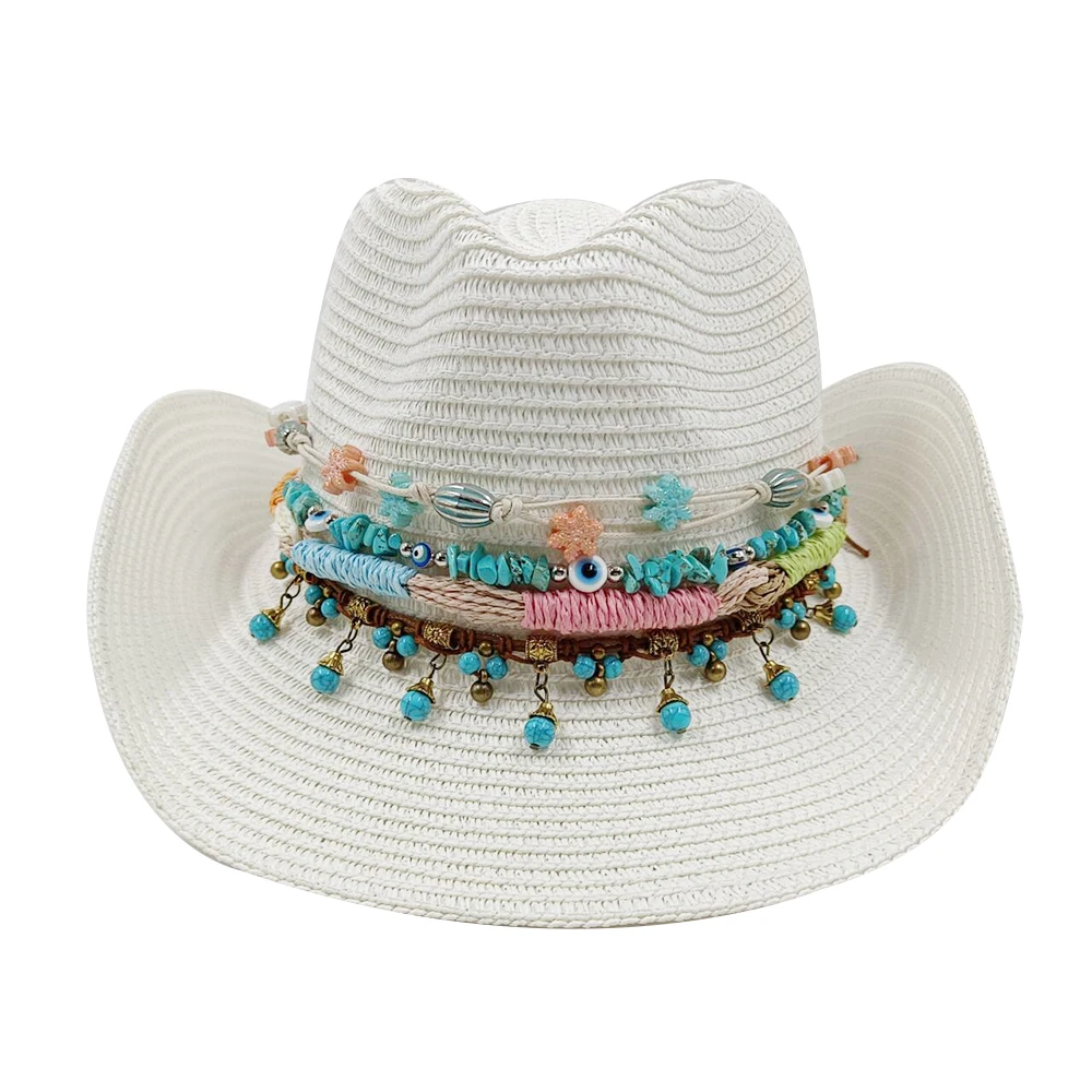 Summer straw hat ethnic style Fan hat  jazz top sun hat unisex solid color beach hat travel sun hat Straw hat