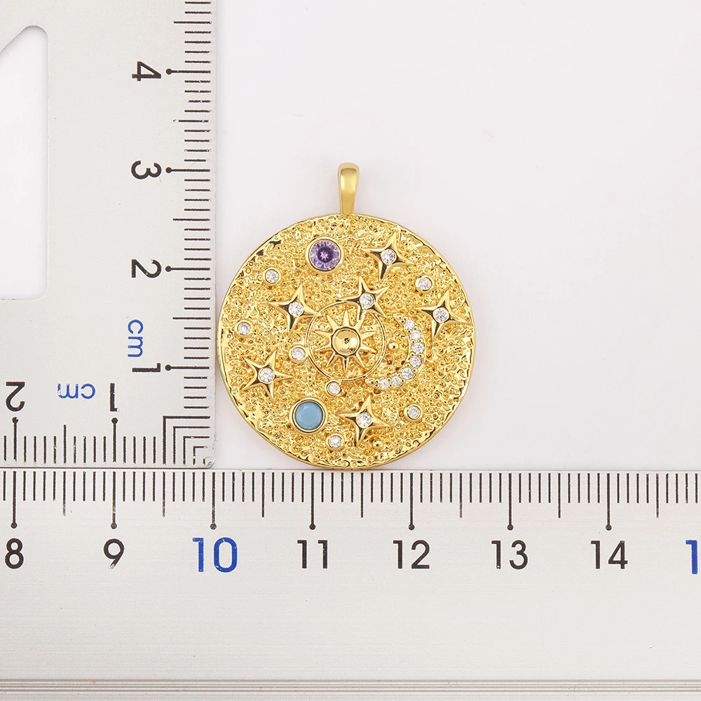 Nidin New Korean Cute Sun Star Moon Shape Charms Jewelry Round Pendant Necklace Fashion Daily Party Gift Factory Wholesale