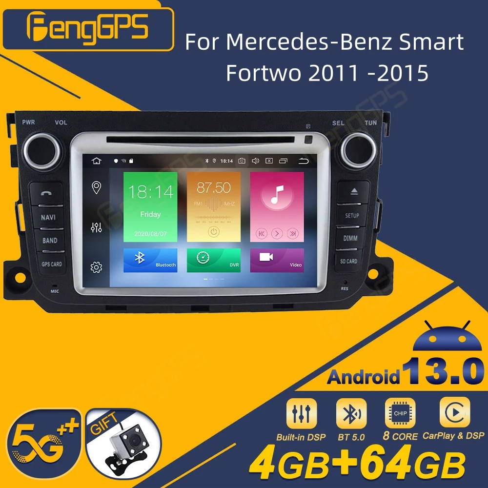 For Mercedes-Benz Smart Fortwo 2011 - 2015 Android Car Radio 2Din Stereo Receiver Autoradio Multimedia Player GPS Navi Head Unit