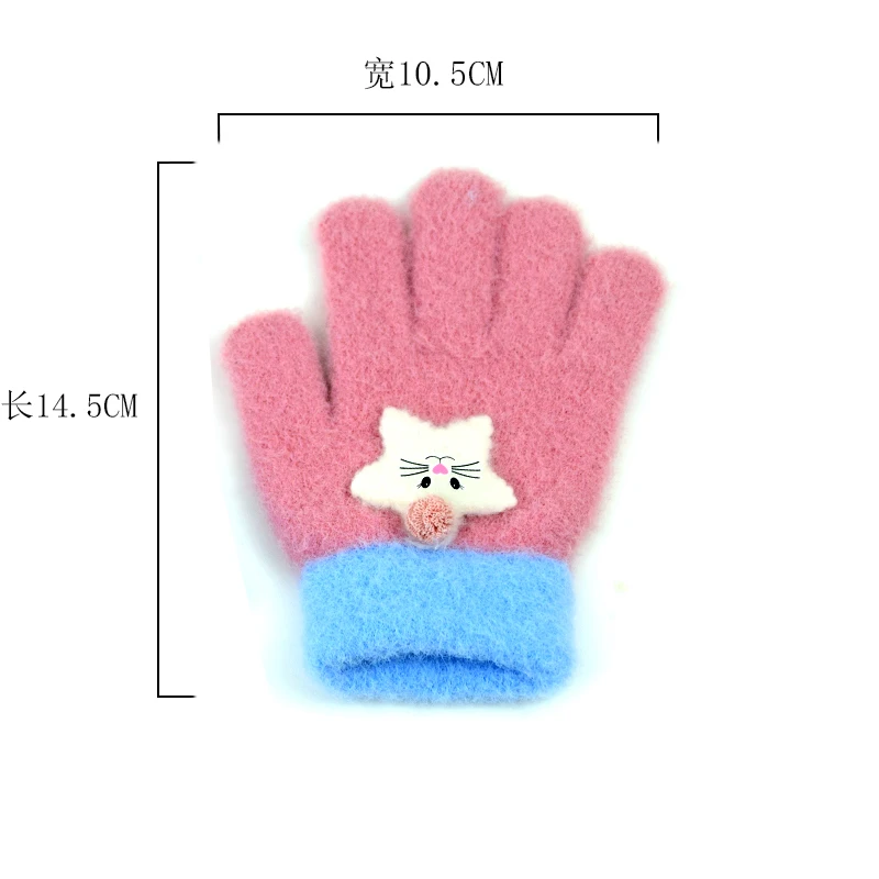 Brand New Child Kids Baby Girls Boys Winter Knitted Gloves Cartoon Warm Mittens Toddlers Outdoor Cartoon Cats Cute Gloves