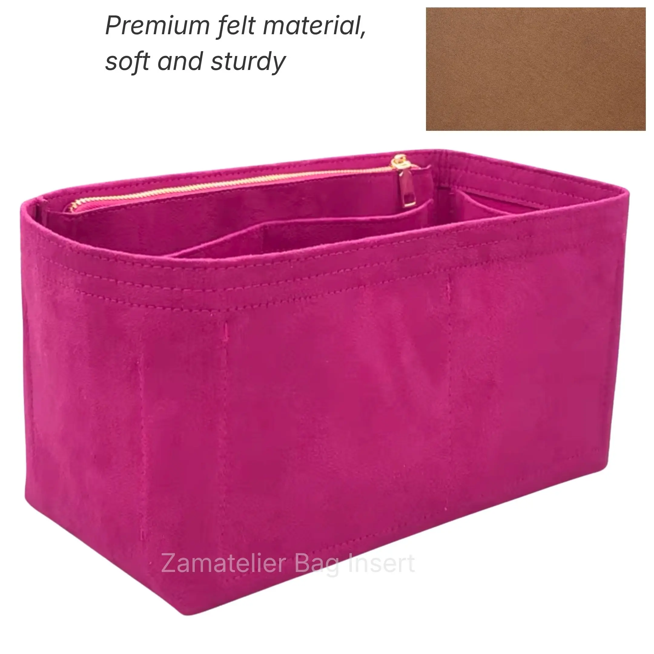 Image 5: Organisateur de sac à main en feutre sur mesure pour L.V. Sac Hobo discret PM/MM, doublure structurée avec poche zippée et support de fond renforcé