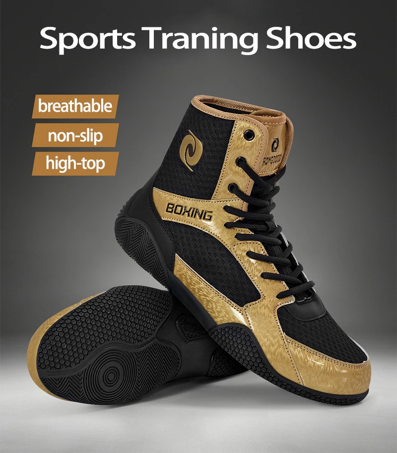 Fitness-Boxschuhe für Herren, Ringerschuhe, atmungsaktive, rutschfeste Sohle, knöchelhohe Schuhe für Sanda-Kampftraining. – Detail 2