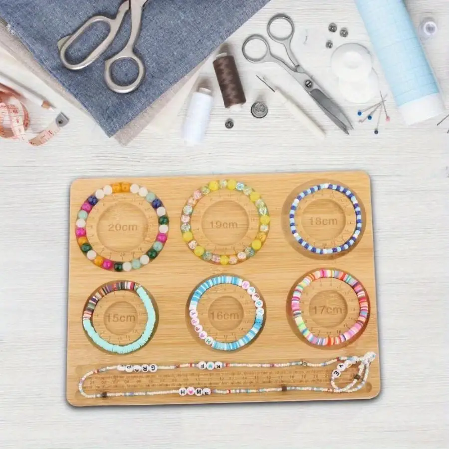 【セール中】DIY 天然竹材ジュエリー作成ボードセット - プロフェッショナルブレスレットネックレスデザイントレイ、段階的な測定定規付き
