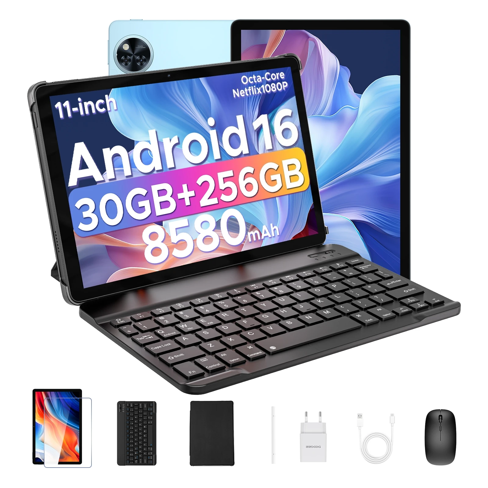 DOOGEE U11 Pro Android 16 Tablet 30GB(6+24) 256GB 11" HD 90Hz Scherm Unisoc T7200 octa-core 8580mAh Batterij 13+5MP Widevine L1