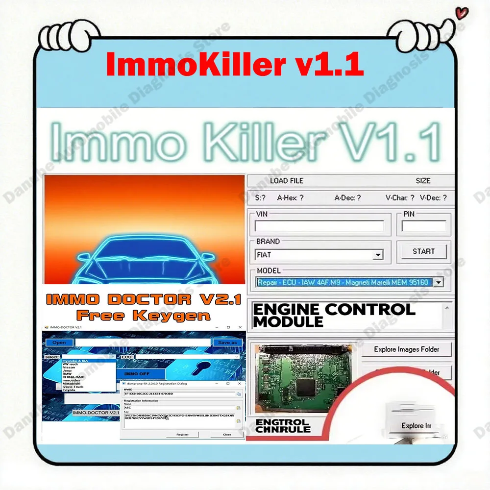 

IMMO DOCTOR V2.1 & ImmoKiller V1.10 IMMO Off Software ECU Programmer Tool for Car Repairing Passing Virigining the Immobilizer